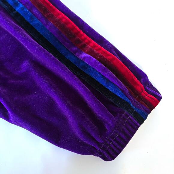 AVIATOR NATION 5 Stripe Velour Velvet Sweatpants in Purple Size S - Picture 11 of 14